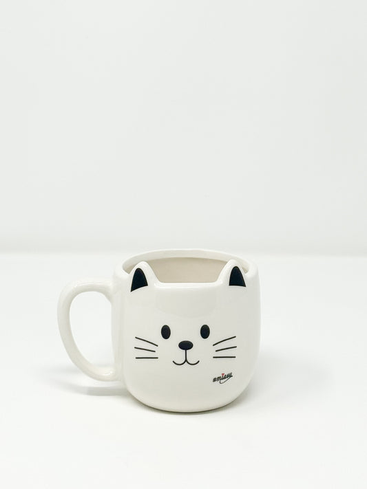 Tasse Weiss Katze Miaou