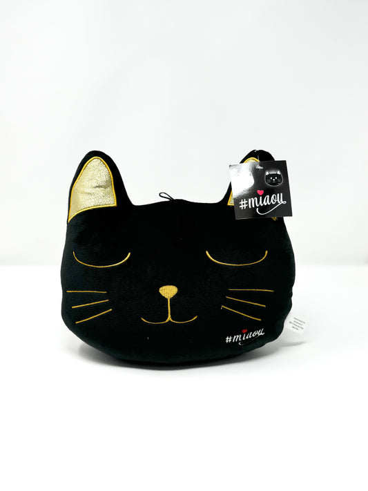 Kissen Schwarz Gold Katze Miaou